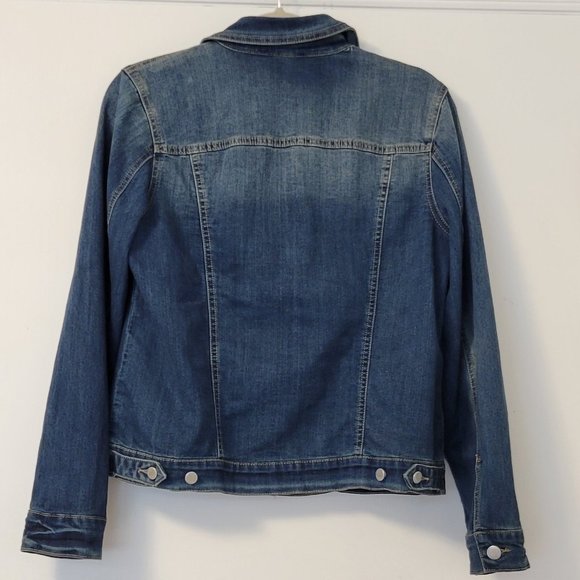 ❣️HP❣️Bandolino "Sarah" Beautiful Floral Embroidered Denim Jean Jacket sz: S - Picture 4 of 8